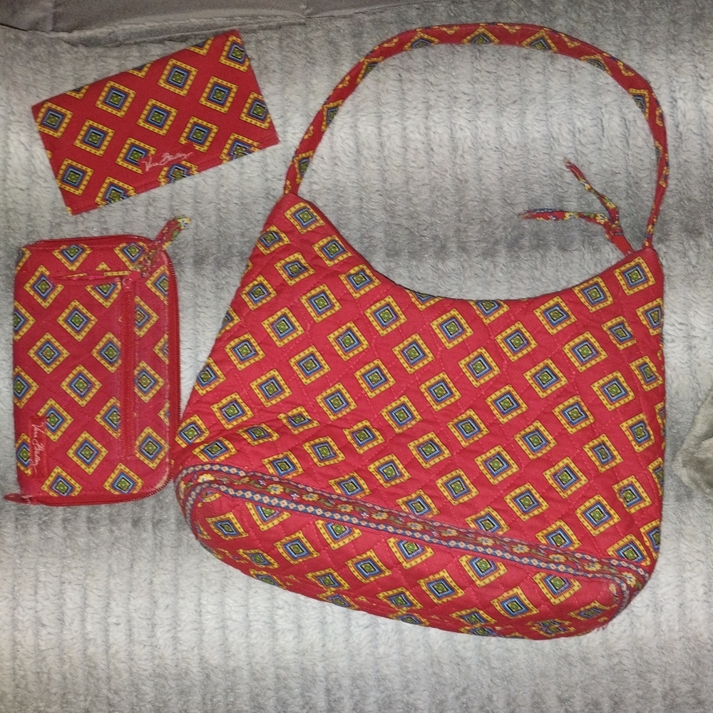 Vera Bradley Villa Red Molly Bag Set